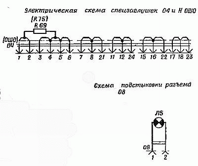 Схема электрическая спецзаглушек 04 и Н ОШО